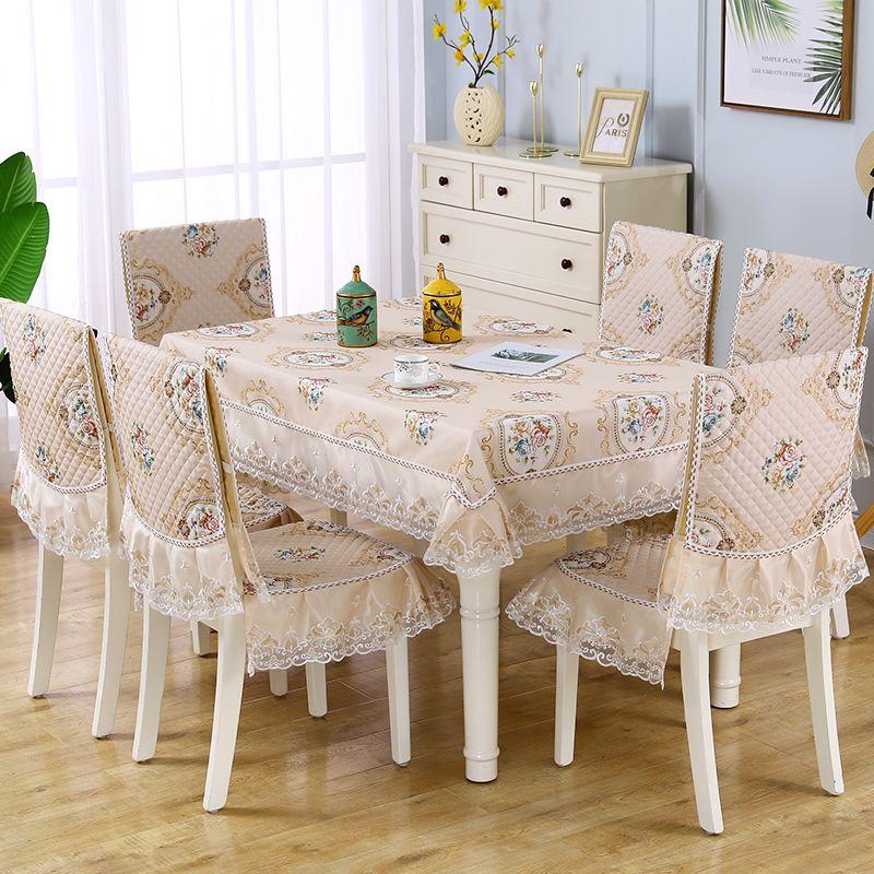 Luxury Chair Seats Covers Embroidered Table Cloths Modern Simple Rectangular Lace Table Cloth Dining Chair Covers Home Anti-dirty Cushion