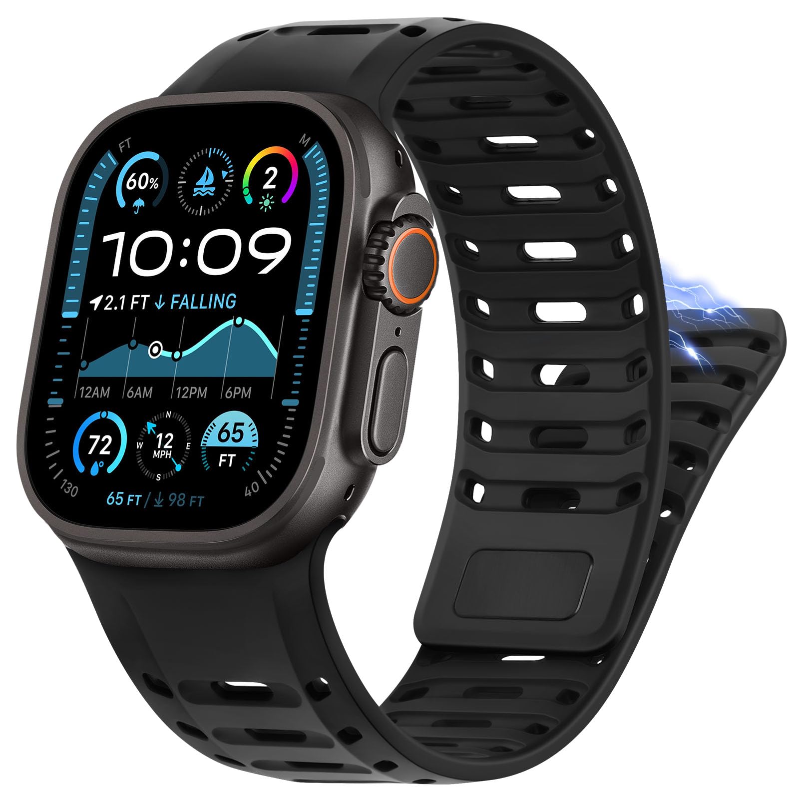 

Magnetic Silicone Strap For Apple Watch Bands 45mm 44mm 42mm 46mm 49mm Bracelet correa IWatch Series 10 SE 9 8 7 6 Ultra 2 3 11 42 44 45 46 49mm чёрный