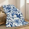 Blue and white porcelain Throw Lightweight 240g Flannel Blanket Soft Skin-friendly for Summer Cooling