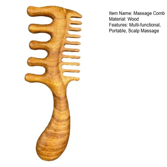 Wooden Scalp Massage Comb with Ergonomic Long Handle Multi-functional Meridian Fine Wide Tooth Comb Men Women Head Massager Tools