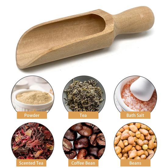 Wooden Bath Salt Spoon Natural Wood Multifunctional Scoop Ergonomic Handle Beech Kitchen Spoon for