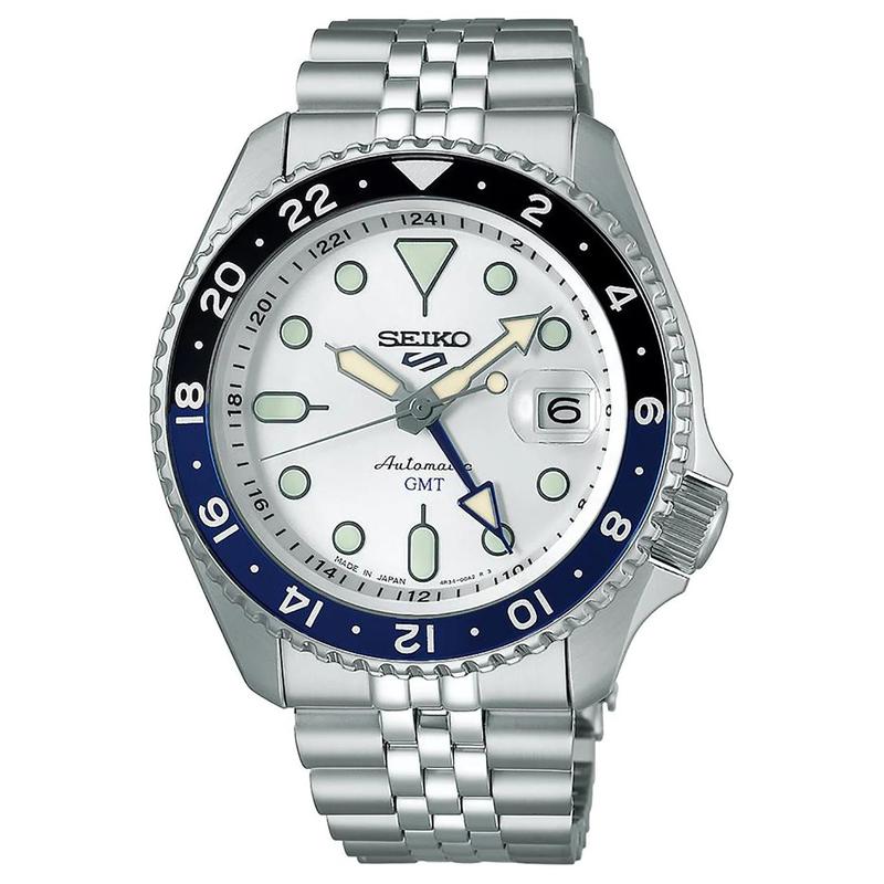 

SEIKO 5 Sports Series 100 meters waterproof automatic/manual mechanical movement Steel Strap 42.5mm men s watch white dial SBSC017 білий