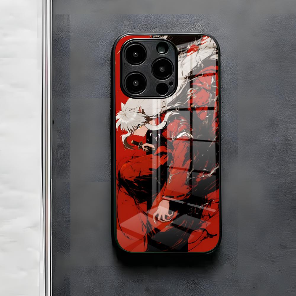Anime I-Inuyasha Phone Case For IPhone 17 Air 16 E Pro Max 15 14 13 Mini 12 Pro 11 Max Plus Black Glass Cover