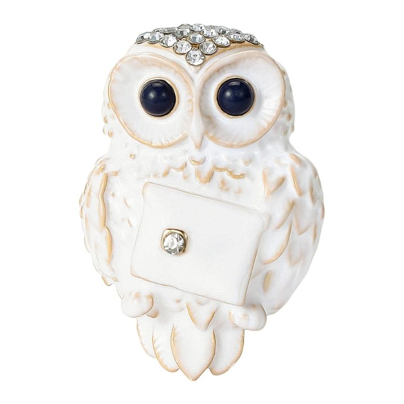 Enamel Mail Owl Brooch Fashionable Zinc Alloy Jewelry Lightweight Design For Women Men Gift White Black Option белый