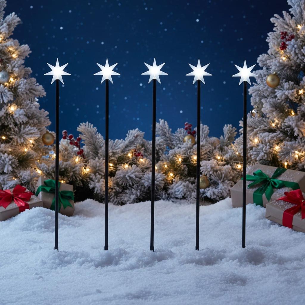 LED garden star lights 5 stars driven into the ground 2 M