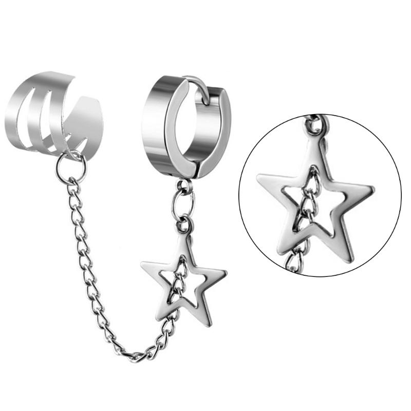 Fashionable Five Point Star Ear Clips With Secure Ear Cuff Design Comfortable Ear Studs For Daily Wear