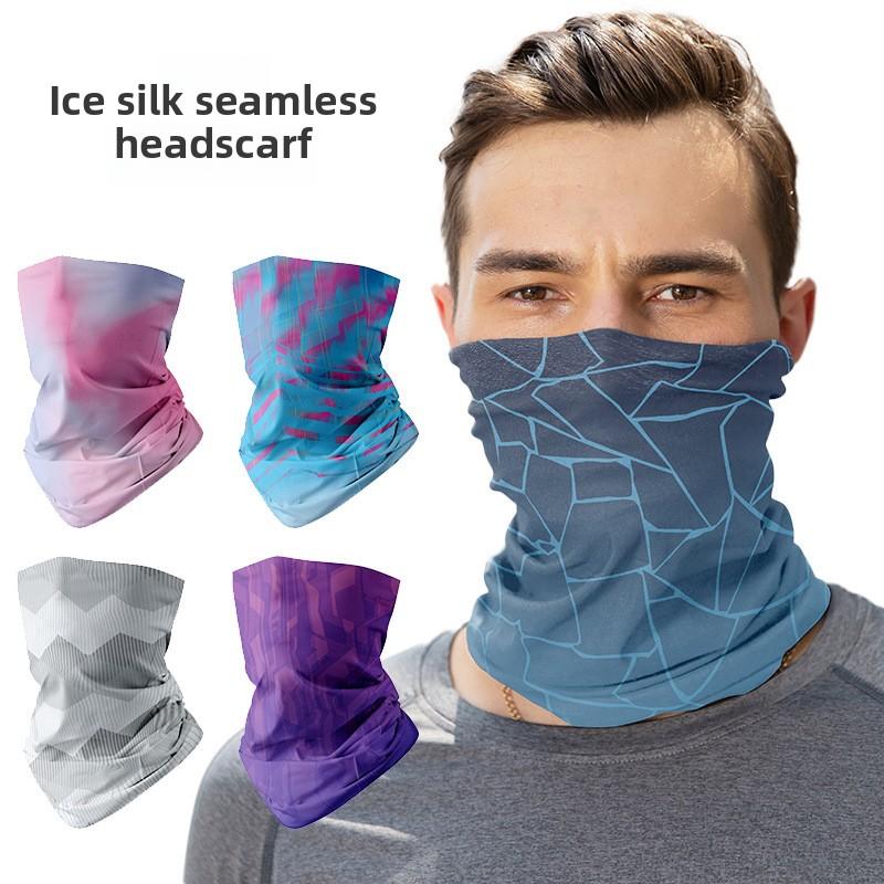 Men Sunscreen Ice Silk Headscarf Scarf Outdoor Fishing Seamless Neck Cover Cycling Sports Headgear