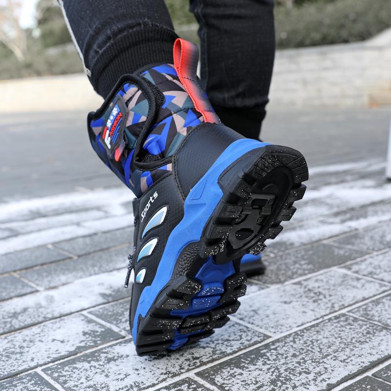 Детская зимняя плюшевая теплая спортивная обувь с высоким берцем из хлопка — фото 11