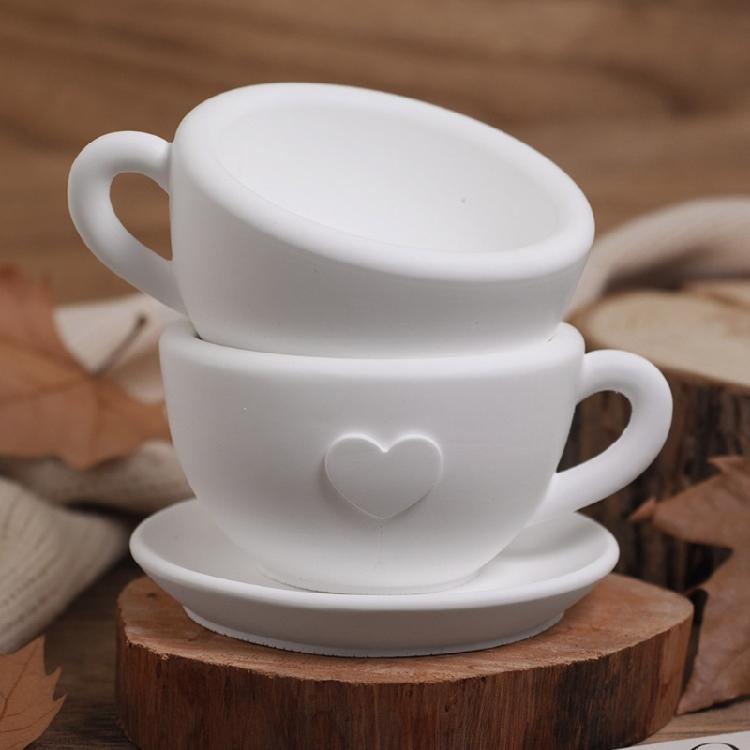 Teacup Candle Holder Silicone Molds with Heart Pattern Handmade Ornament Moulds Silicone Texture for Craft Enthusiasts
