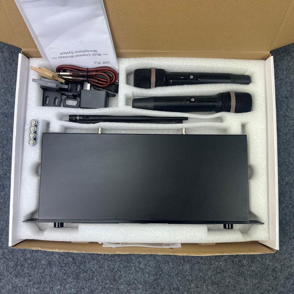 KTV U-Band Wireless Dual Microphone Set for Stage and Conference, featuring Lavalier and Headset Options.