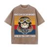 2026 Vintage Pilot Cat Mike Echo Oscar Whiskey Graphic Washed T Shirt Retro Military Style Men Women Oversized Casual Streetwear