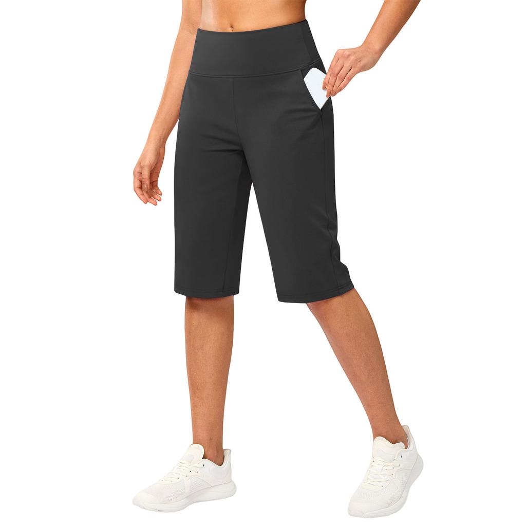Capris de Yoga de Cintura Alta para Mujer con Bolsillo Bermudas Deportivos Elásticos para Fitness Running Gimnasio Entrenamiento Deportes
