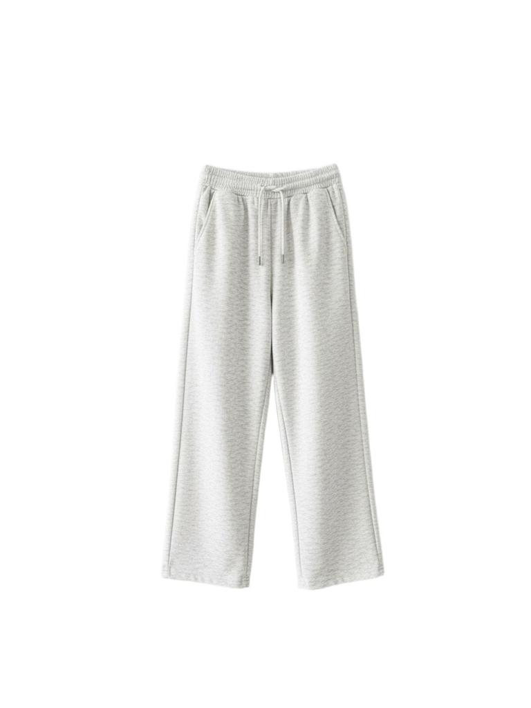 Koreanische High-Waist-Hose mit weitem Bein für Damen - Unifarben, Schlankmachend, Kordelzug, Lockerer Schnitt, Fließendes gerades Bein, Lange Hose