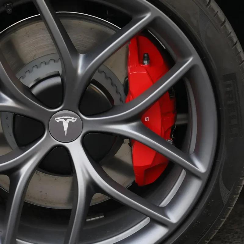 Autoaufkleber Tesla 56mm Auto Radnabendeckel Abzeichen Aufkleber Emblem Decals Zubehör Für Tesla Model 3 Model Y S Auto Styling