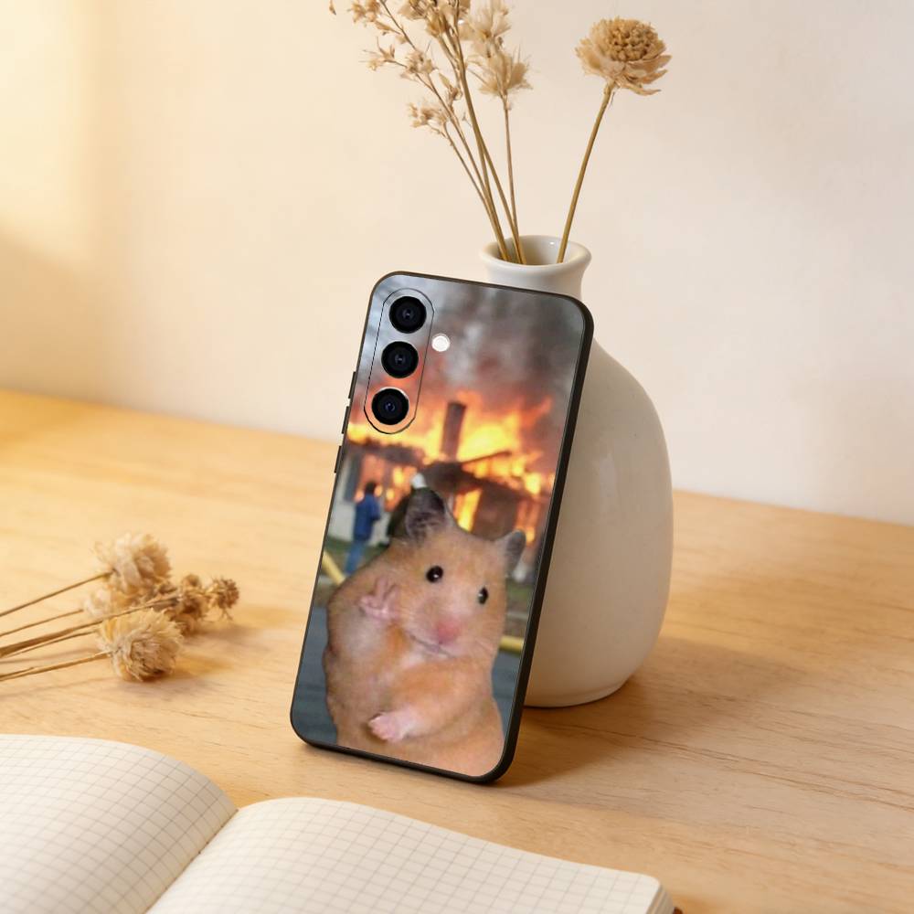 Funny Cute Hamster Phone Case For Samsung Galaxy A73,A72,A71,A70,A53,A52,A51,Others Soft Black Cover