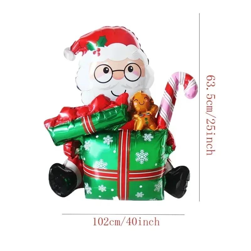 Standing Santa Claus Foil Balloon 2025 Number Balloons Christmas Decoration for Home Navidad New Year Party 2025 Decor Supplies