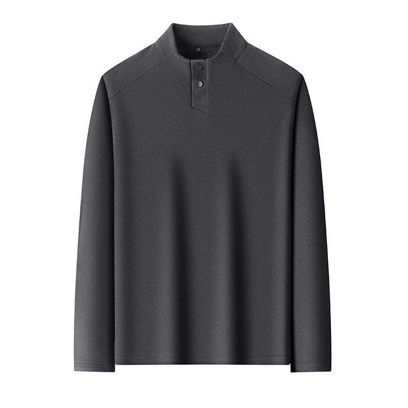 Men's Deep Gray Thickened Stand-Up Collar Button-Up Hoodie - Autumn/Winter Warm Casual Pullover, Available In Multiple Colors.