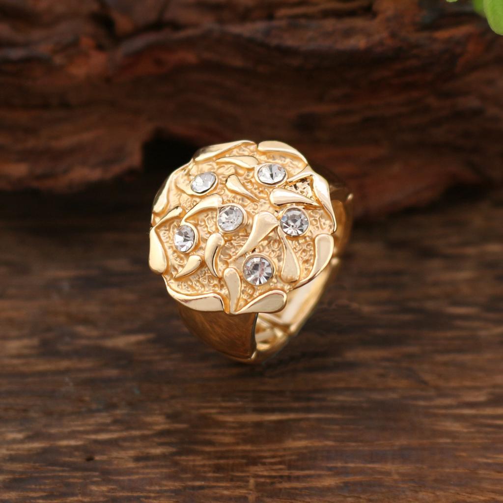 Diamond rose elastic ring, women's fashion high-end enamel rose ring