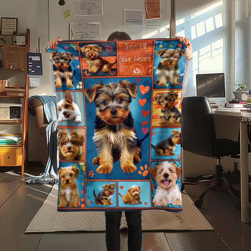 1 Stück Yorkshire Chihuahua Druck Flanelldecke, Hohe Qualität, Bequem für alle Jahreszeiten, Heimdekoration, Wärme und Komfort, Perfekt für Weihnachtsgeschenke