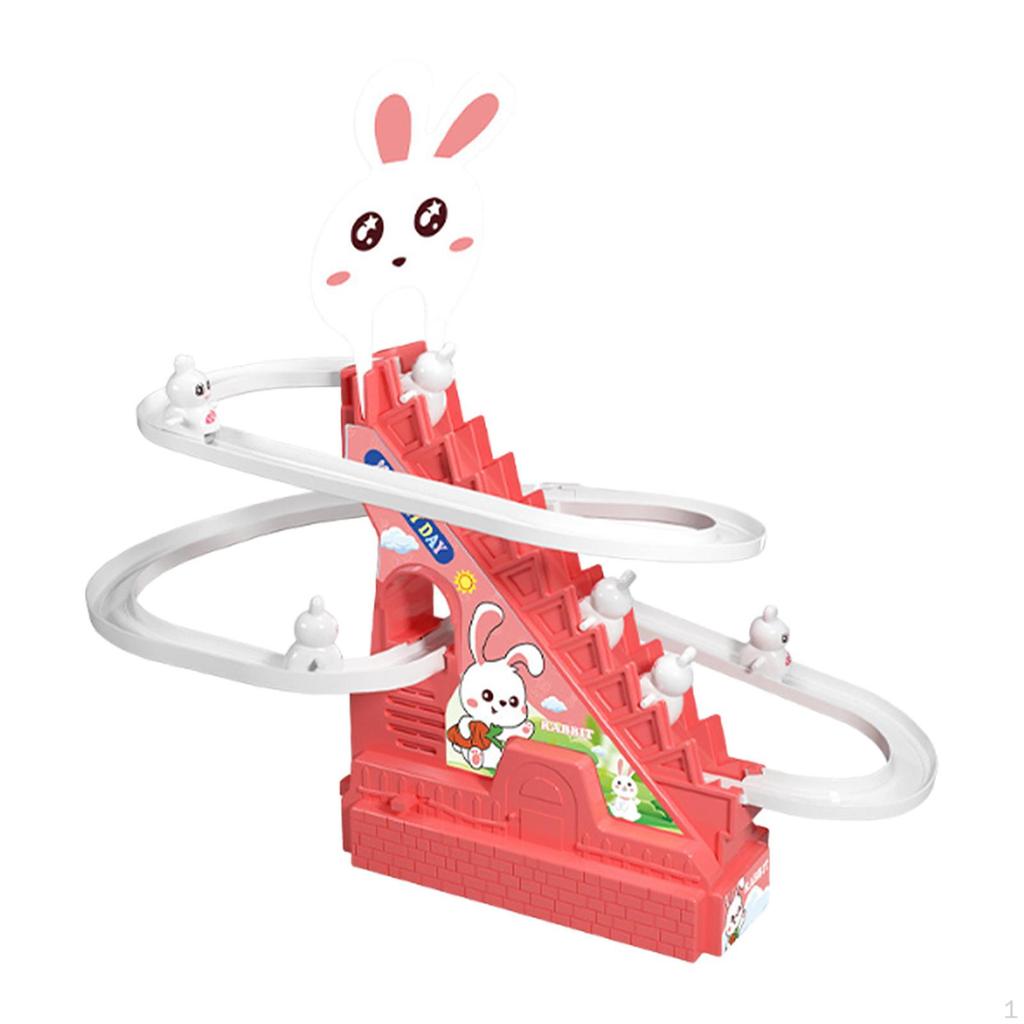 Climbing Stairs Slide Toy Interactive Cute Bunny Educational with Music Light Race Track