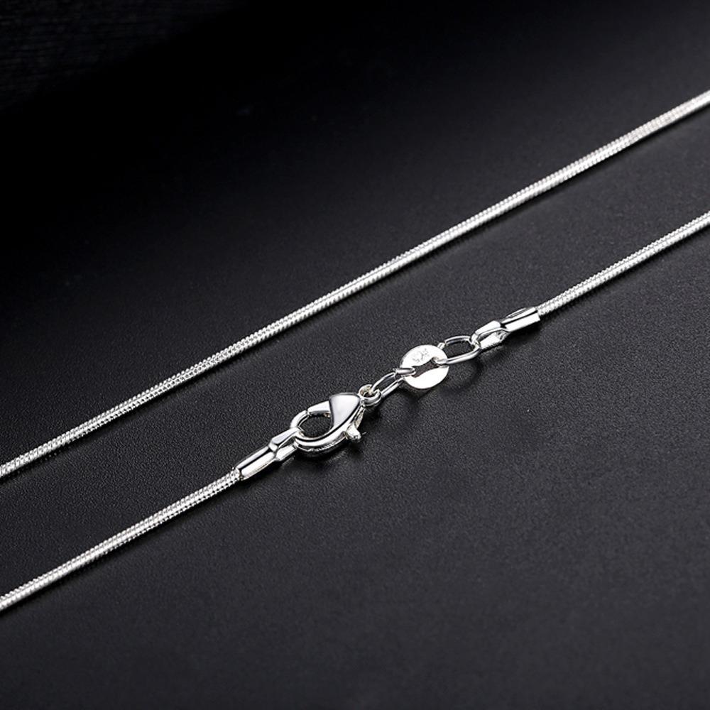 1MM Silver-Plate Snake Chain Necklace Chokers for Women Statement Jewelry Silver Color Elegant Fashion Accessories