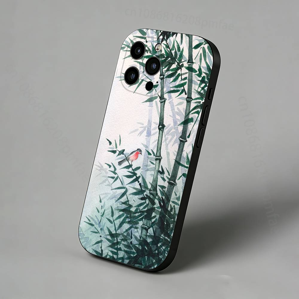 

Chinese Style Bamboo Elegant Fashion iPhone Case For 16,15,14,13,12,11 Pro,Max,Plus,X,XS,XR,SE,Mini Back Protector Cover iPhone14Pro