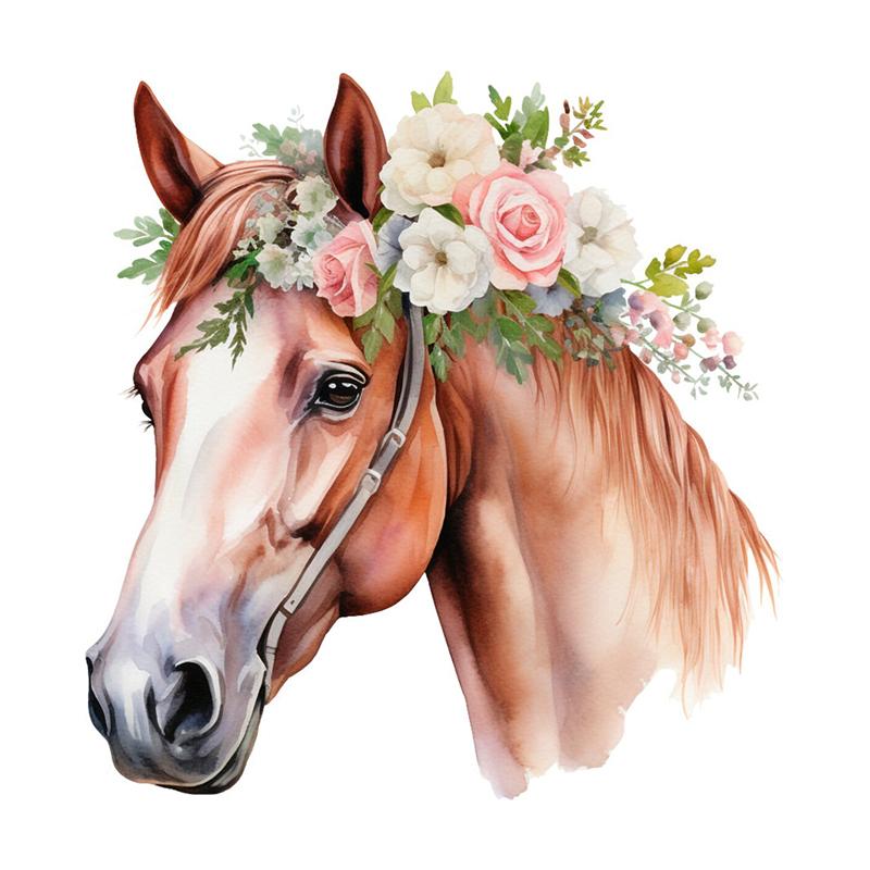 

C225 # Акварель Бохо Лошадь Настенная Наклейка Ванная Комната Туалет Декор Гостиная Шкаф Холодильник Украшения Дома Наклейки B-26x30cm-PET