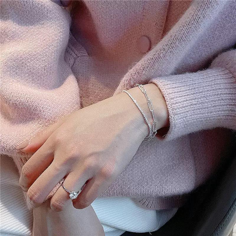 Sparkling Double Layer Starry Bracelet Elegant Anklet for Women Fashion Jewelry