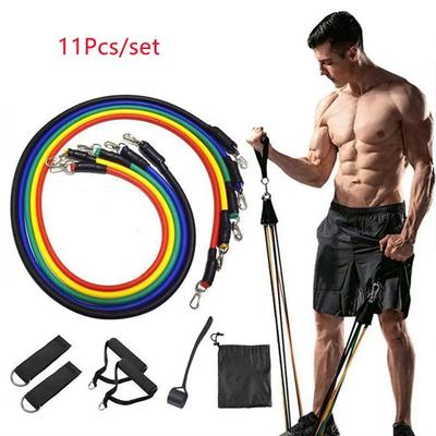 11-Piece TPE Resistance Band Set Resistance Band Handles with Door Anchors Tote Leg Ankle Straps Exercise Bands