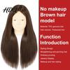 Hair Braiding Mannequin Head with Cosmetology Long Doll Brown Training Manikin Real Hairdresser Golden Hairdressing Makeup Practice