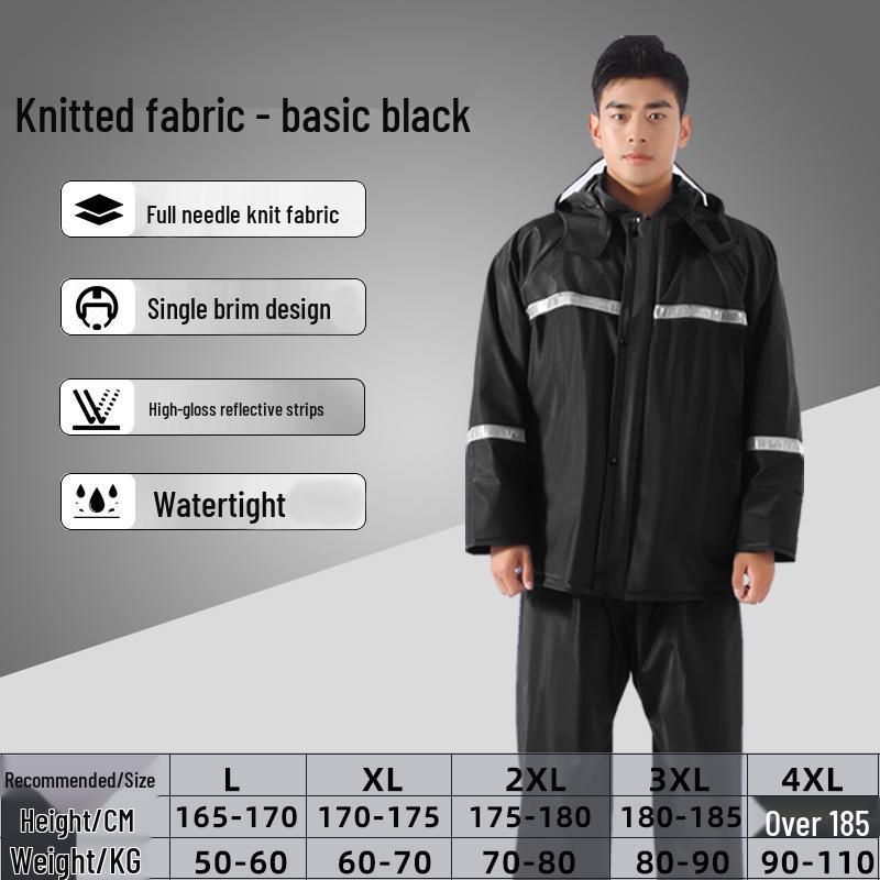 Men's Reflective Raincoat & Pants Set: Outdoor Anti-Heavy Rain Cycling/Motorcycle Protection, Split Style.
