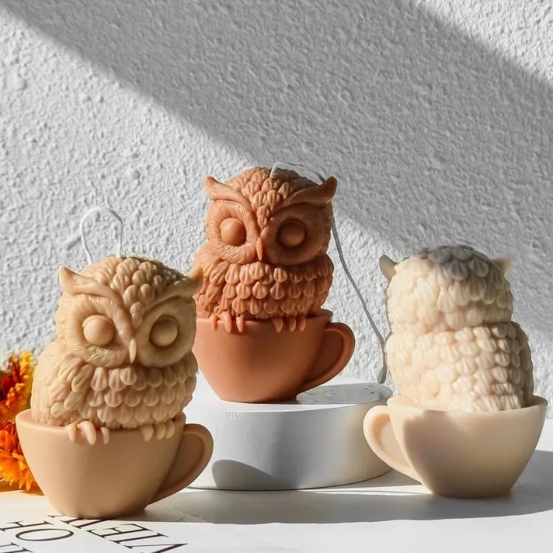 New Owl Candle Silicone Mold 3D Owl Crafts Resin Plaster Cement Casting Tool DIY Handmade Soap Candle Making Supplies