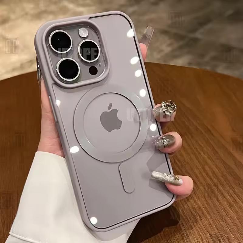 

Новый прозрачный акриловый чехол для iPhone 16 15 14 13 12 11 Pro Max 16 Plus, прочный, ударопрочный, мощный магнитный чехол Magsafe iPhone 16 Pro Max серый