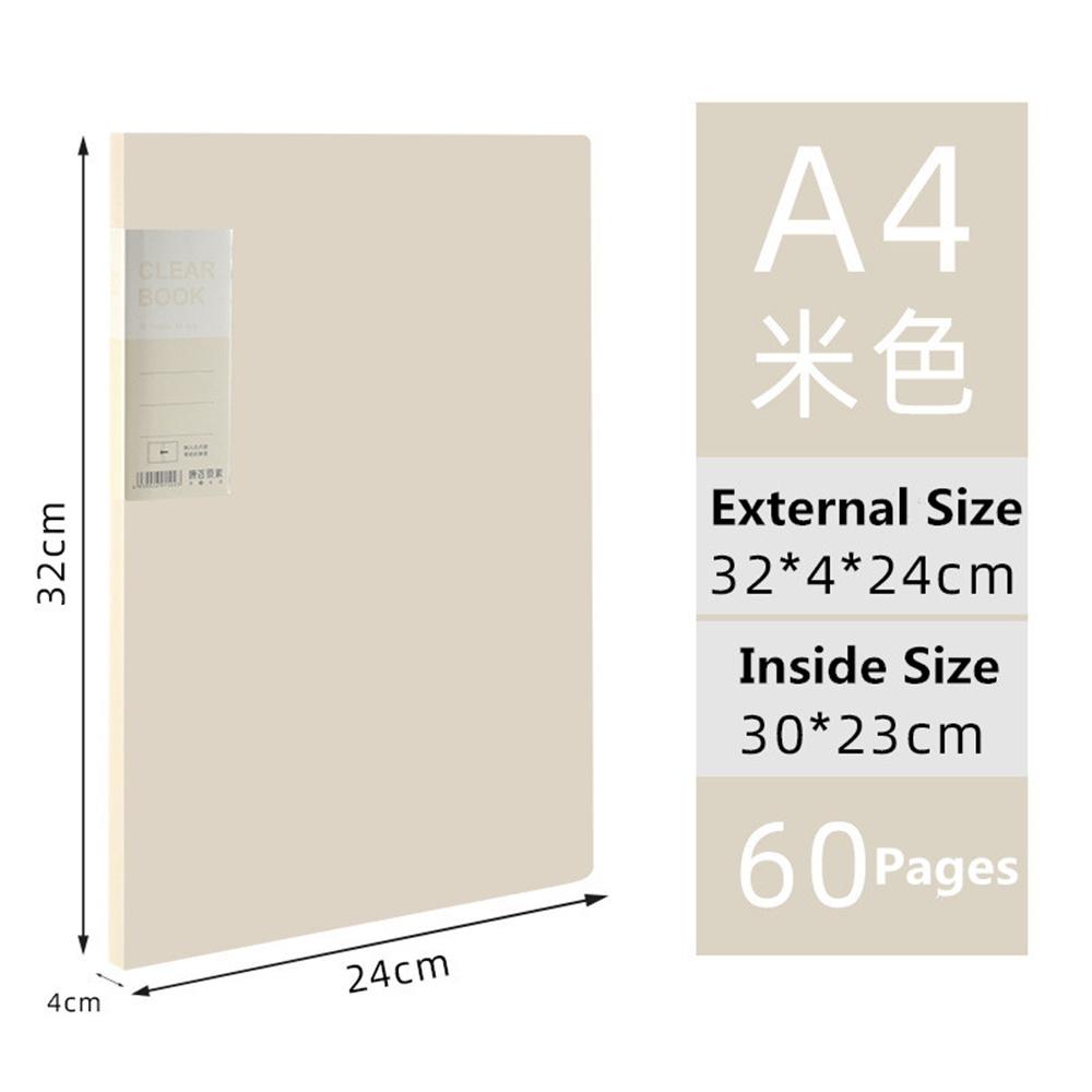 A4 File Folder Display Book 20/30/40/60 Pages Transparent Insert Paper Document Organizer Bag Office School Supplies Quality