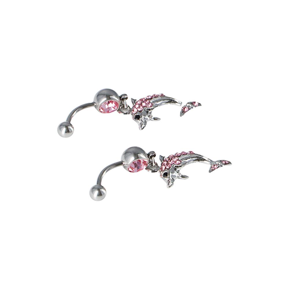Zinc Zinc Alloy Dolphin Belly Button Ring Tassel  Personalities   Navel Jewelry