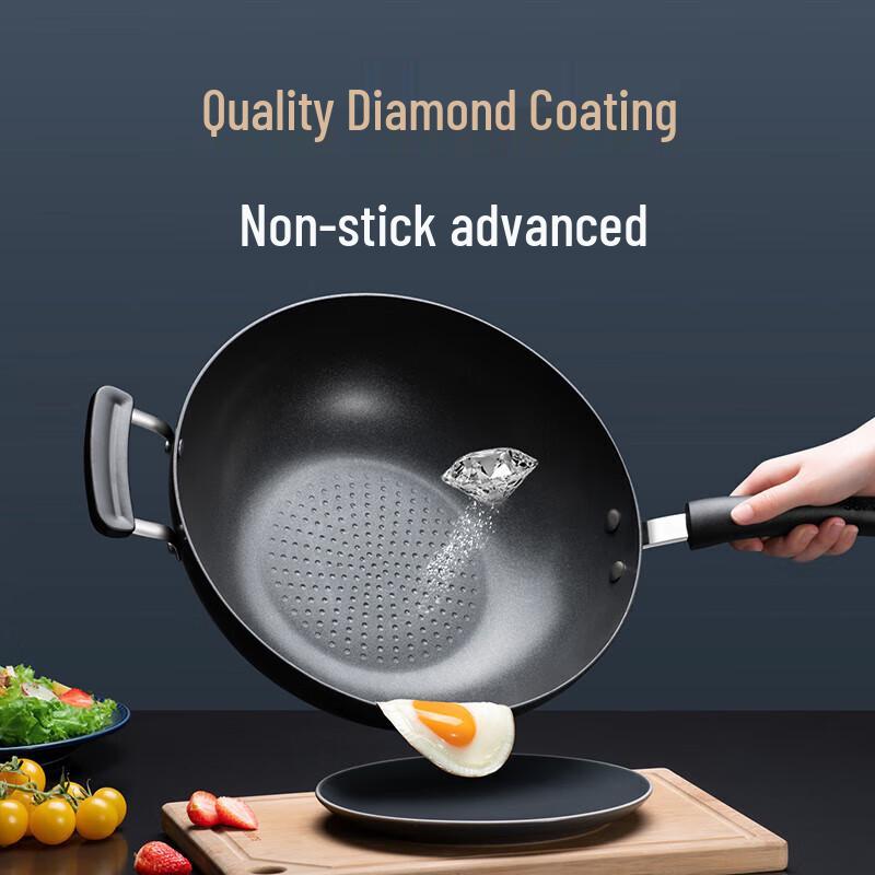 SUPOR 32cm Wrought Iron Non-Stick Frying Wok