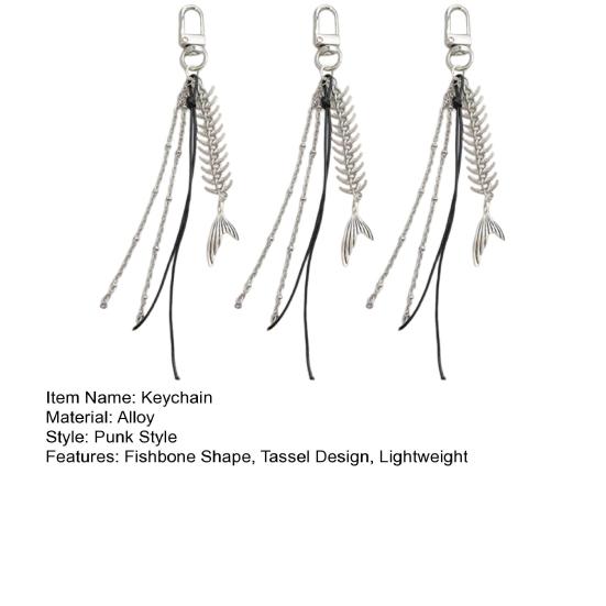 1/2/3Pcs Alloy Fishbone Keychain Pendant Tassel Rope Design Lightweight Key Chain Backpacks Cars Key Organizer Accessories