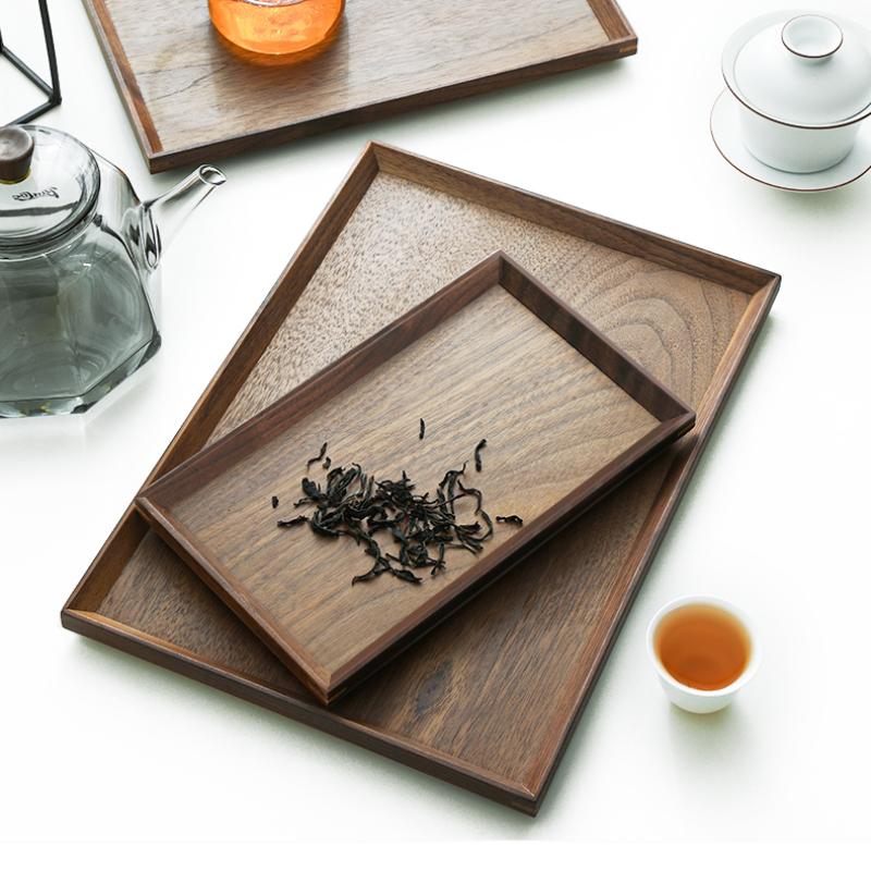 Walnut Tray Rectangular Wooden Tea Tray Mug Tray Afternoon Tea Coffee Storage Tray Solid Wooden Snack Tray