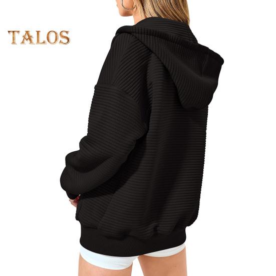 Høst Vinter Kvinner Glidelås Kåpe Hette Ren Farge Glidelås Varme Lange Ermer Snøring Lommer Stripe Elastisk mansjett Hem Sportsjakke