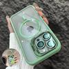 Magnetic Metal Lens Protector Stand Holder Case For iPhone 15 12 13 14 11 Pro Max Plus For Magsafe with Glass Lens Clear Cover