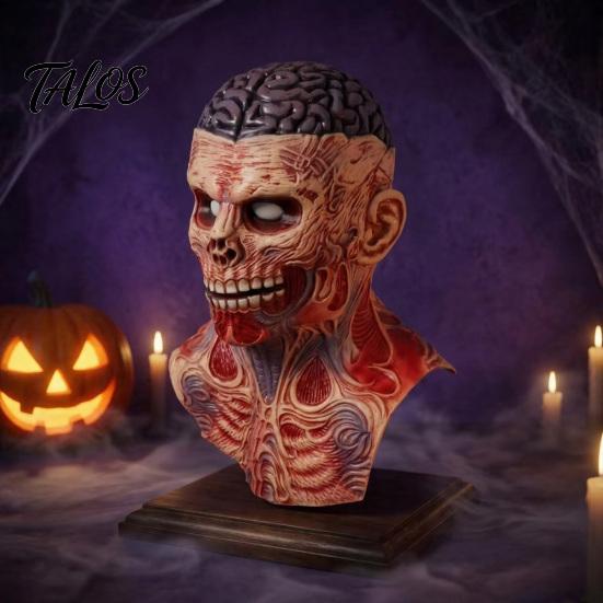Professionelle Cosplay-Requisiten für Party, Gruseliger Zombie-Kopf-Maske, Horror-Latex-Vollhaube für Erwachsene, Realistisches Charakter-Kopfstück, Unheimliches Skelett, Halloween