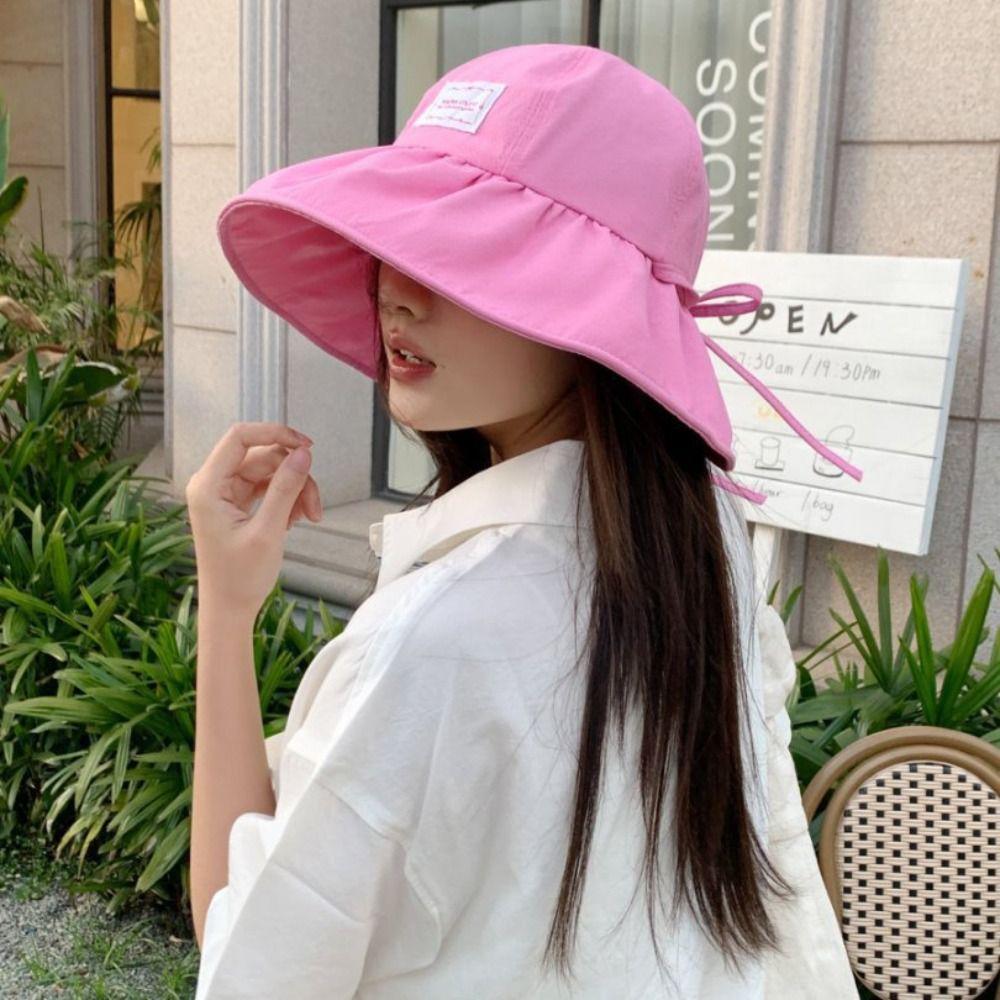 Dopamine Fisherman Hat with Drawstring Sun Protection Hat Summer Ladies Sun Hat Outdoor