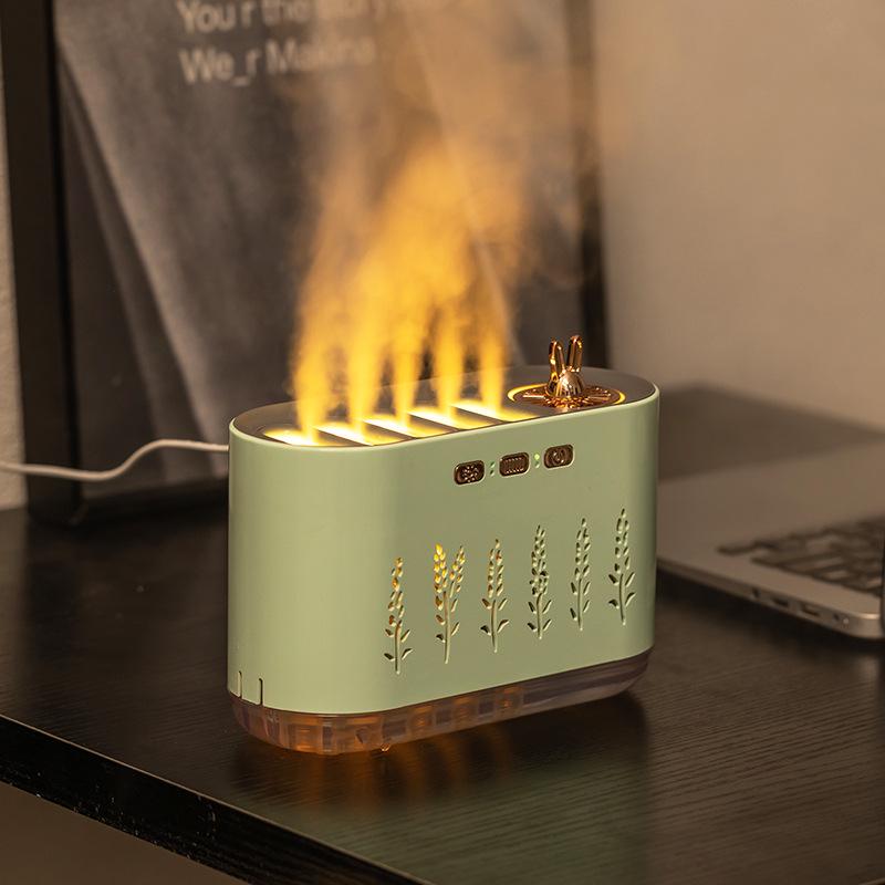 Seven-Color Flame Humidifier: Sound-Activated Aromatherapy for Home & Bedroom Atmosphere, New Model мятный зеленый