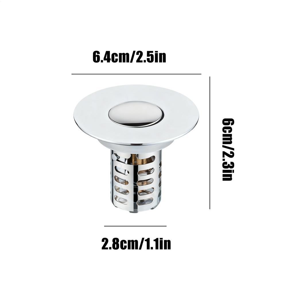 Pop-Up Bathroom Sink Stopper Odor-Resistant Press-To-Close Drain Plug for Washbasin Accessories Hair Catcher Strainer