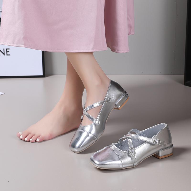 Damskie buty Mary Jane z kwadratowym noskiem Modne i eleganckie Jednokolorowe Klamra Projektant Wysokie obcasy Modne damskie sandały na imprezę