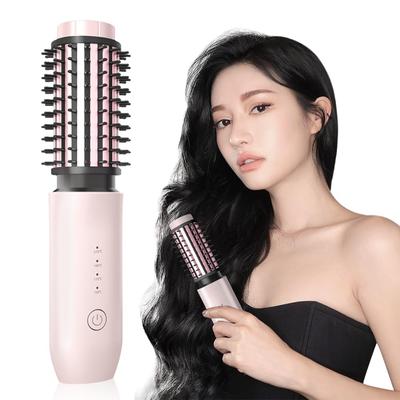 Modelo Melhorado 7000mAh Escova de Calor Grande Cabelo Negativo USB 4 Temperaturas Ondulação Alisamento Rápido Aniversário Rosa [2025 & Capacidade] Ferro, Íon,