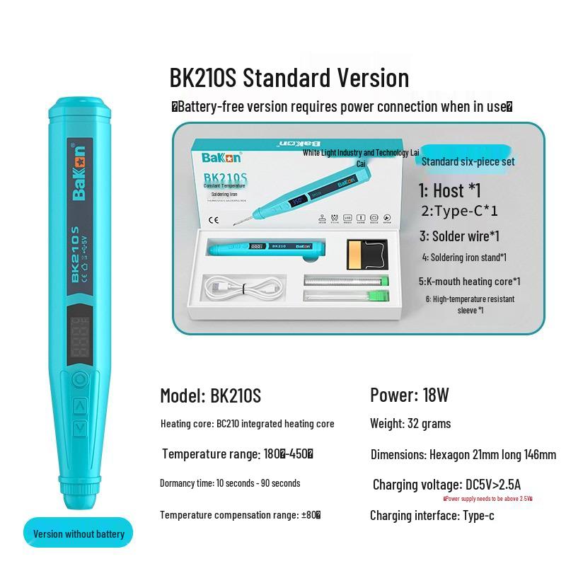 Bakon White Light BK210 USB Wireless Mini Soldering Iron – Portable Electric Welding Pen with Household Tin Soldering Capability.