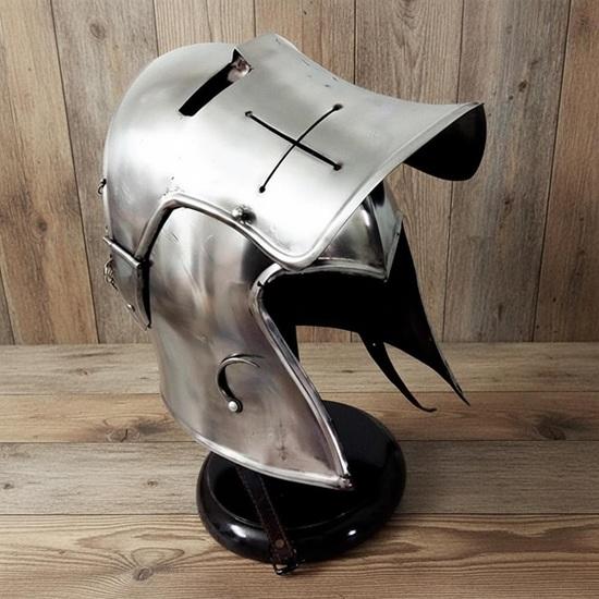 Medieval Barbute Helmet : fully wearable helmet for Role Play with Free Display Stand