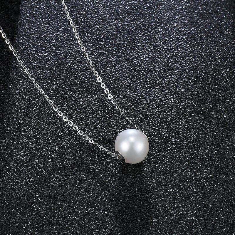 HENGSHENG Classics 8-9mm Natural Freshwater White Pearl Round 925 Sterling Silver Pendant Necklace For Women Girls Daily Jewelry 8-9mm серебряный