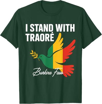 Ich stehe zu Burkina Faso-Ibrahim Traoré Retro Vogel Pan-Afrikanischer Fan T-Shirt